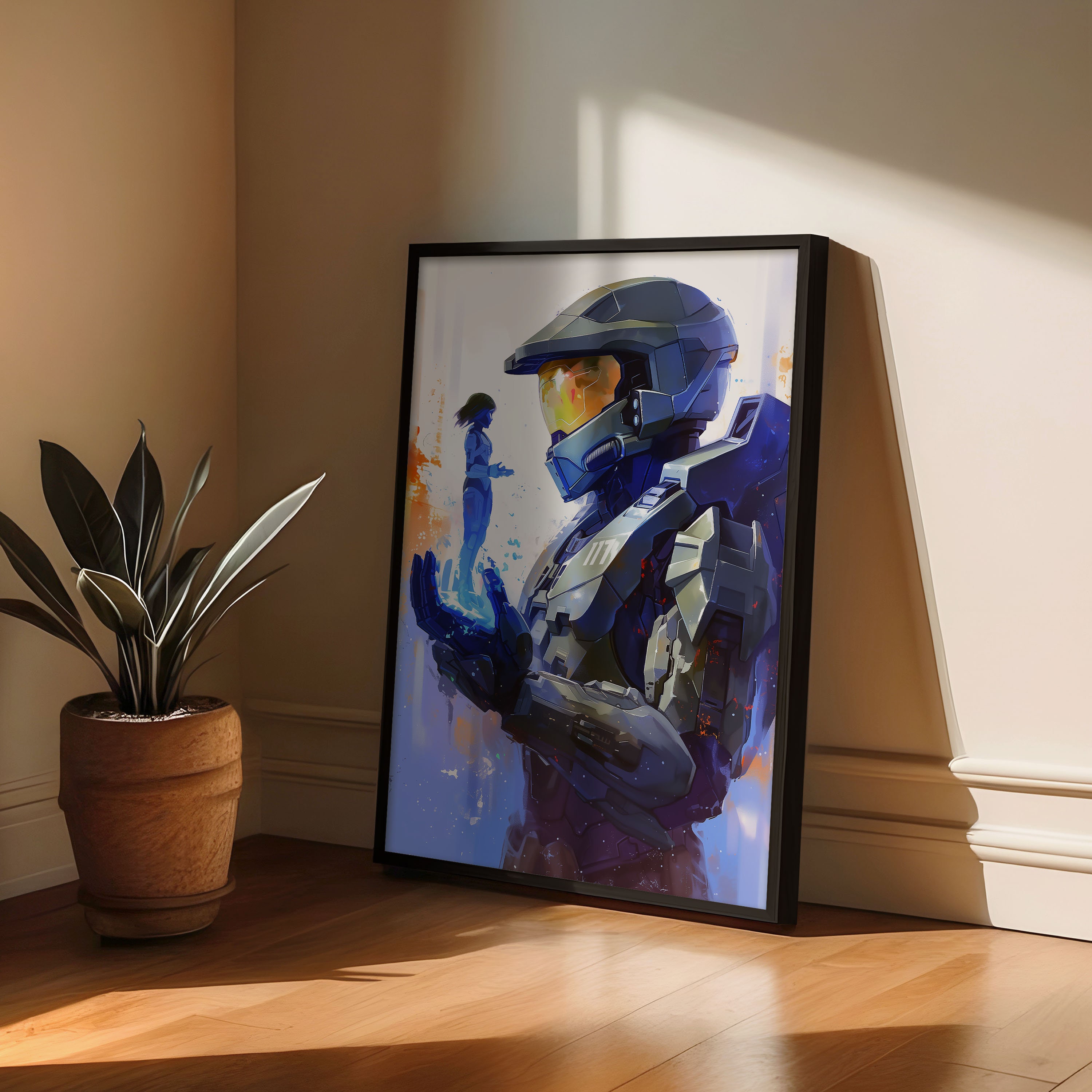 Master Chief &amp; Cortana Halo Style Art Printable Wall Art Gaming Poster ...