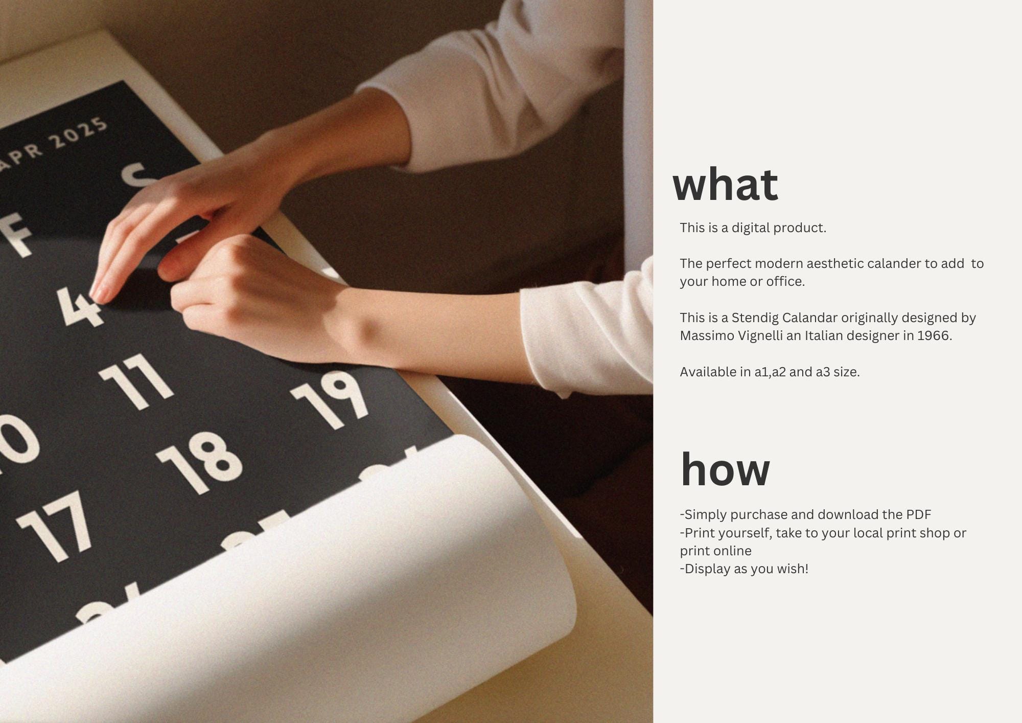 【4月から】stendig 2025ビッグサイズカレンダー 2025 Digital Stendig Calendar | Oversized Large Printable
