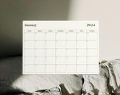 2024 Calendar 2024 Monthly Planner Landscape Simple Monthly Calendar  2024 A4  Size/ International Sizes Size Wall Calendar PRINTABLE PDF