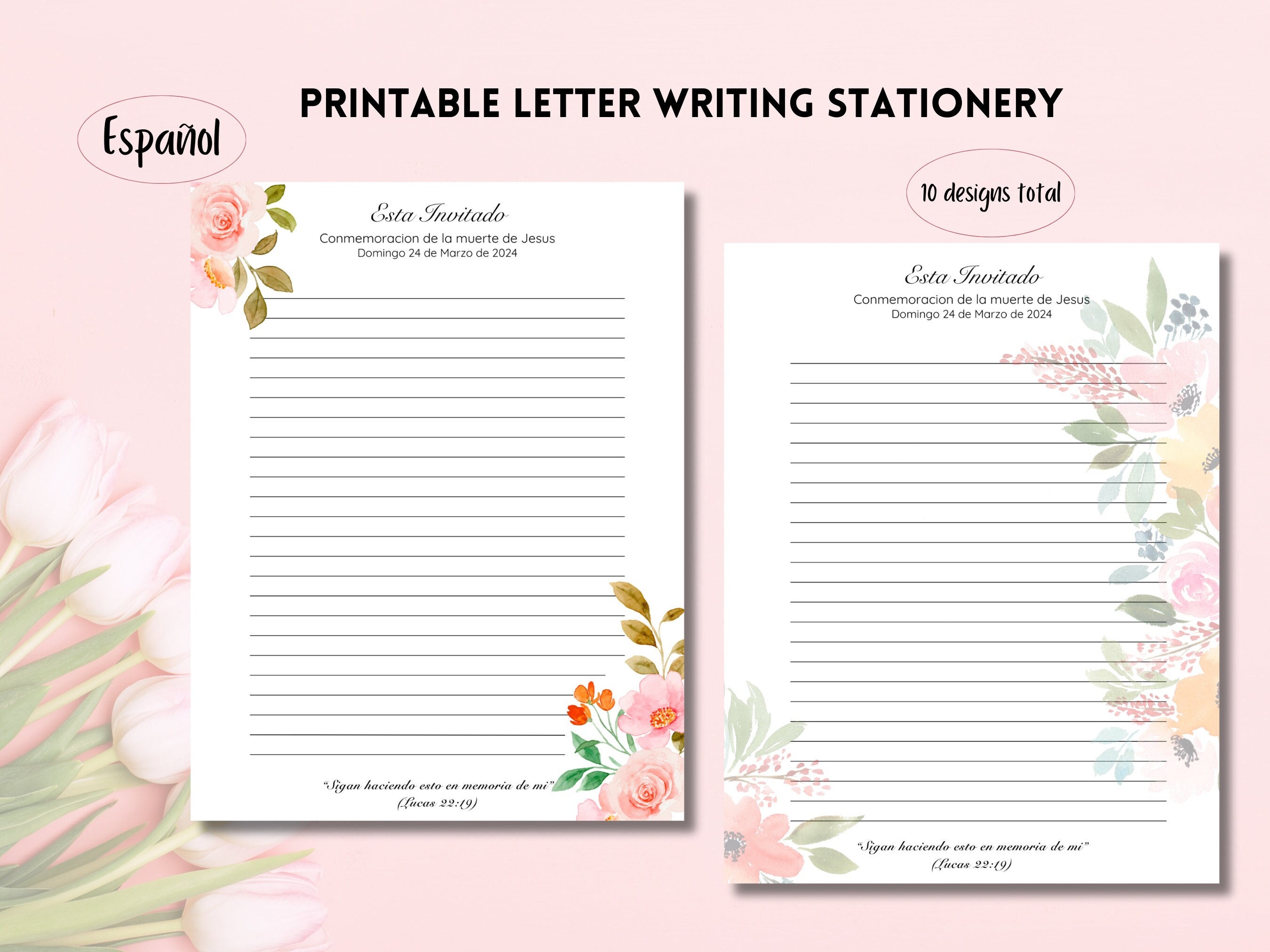 JW Letter Writing Stationery Printable Paper Lined Stationery Spanish