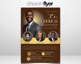 Editable Church Anniversary Flyer, Canva Template