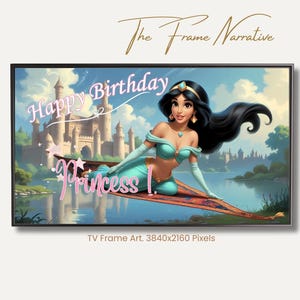 Princess Jasmine Birthday Digital Image: Aladdin-Inspired Party Printable for Invitations DecorPrincess Jasmine Happy Birthday Digital Image