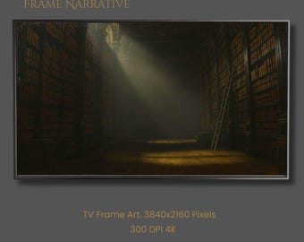 Victorian Library Oil Painting | Dark Academia Samsung Frame TV Art (4K Digital Download)