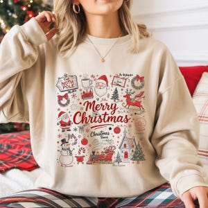 Christmas Doodle PNG: Hand-Drawn Santa, Reindeer, Snowman (Digital Download