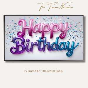 Happy Birthday Balloons TV Art: Kids Party Decor (Digital Download 4K File)