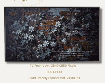Climbing Passion Flower Oil Painting Print, Dark Academia Botanical Art (Digital Download)