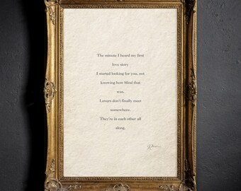 Soulmate Quote Art Print - Rumi Poem on Blue Background