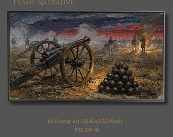 Revolutionary War TV Art: Vintage Battlefield Scene, Patriotic Decor