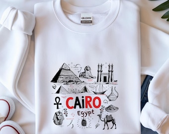 Cairo Egypt Sketch Art Print, Pyramids Silhouette Decor (Digital Download)