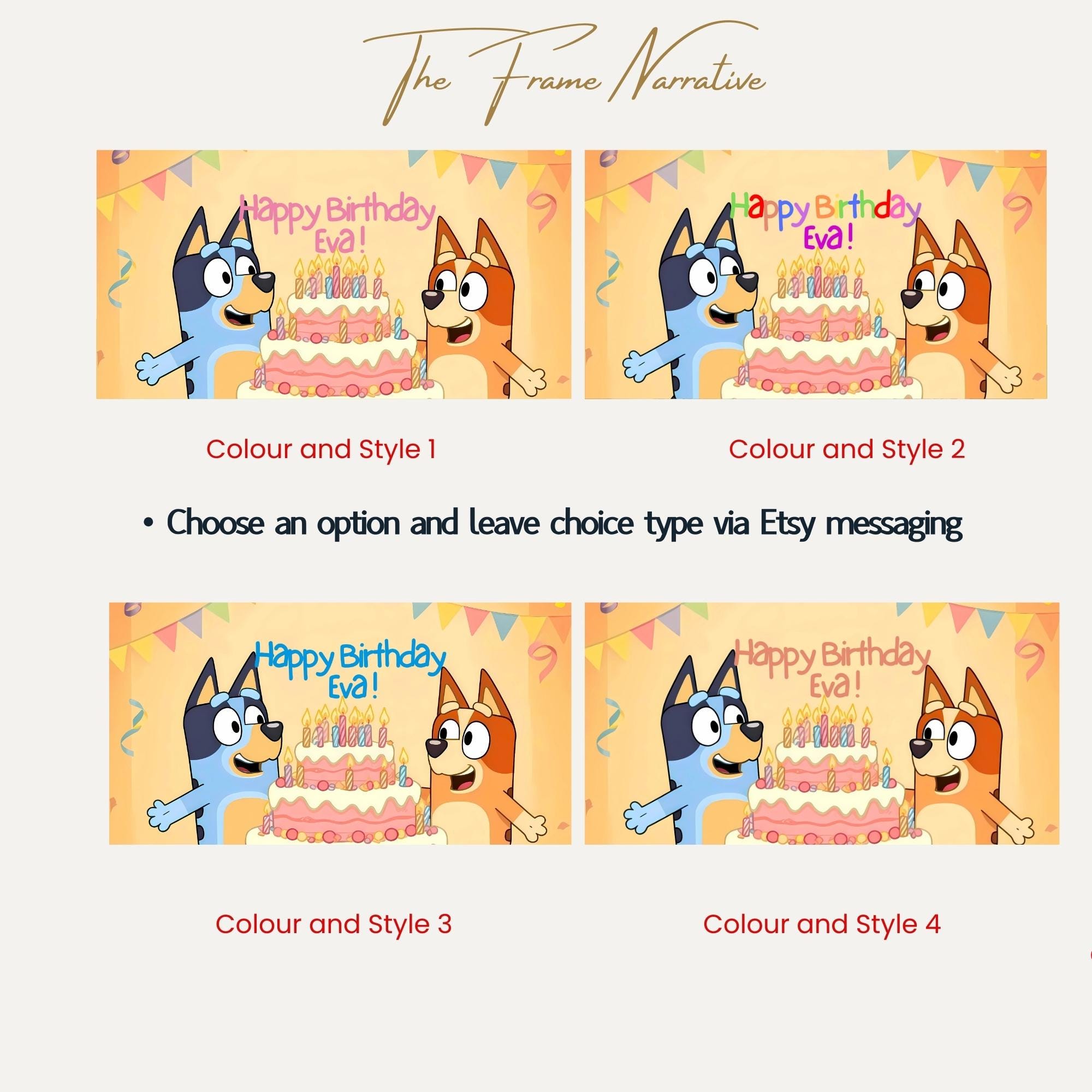 Personalized Bluey Bingo Digital TV Frame Art Samsung Birthday Greeting ...