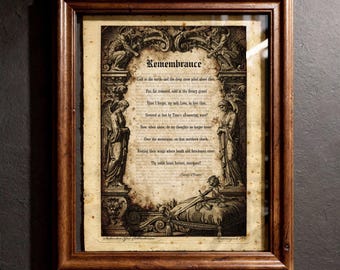 Emily Brontë Remembrance Poetry Print, Dark Academia Gothic Wall Art