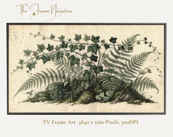 Antique Botanical Ivy Print | Dark Academia Greenery TV Frame Art (Digital Download)