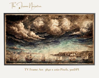 Antique Navigational Map Art | 16:9 Widescreen TV Frame Chart
