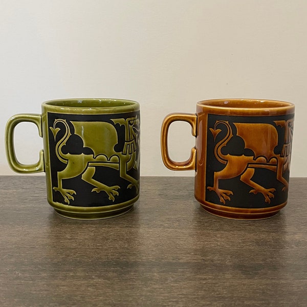 2 Hornsea pottery welsh dragon mugs
