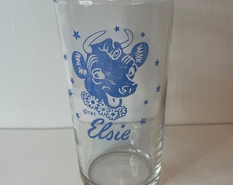 Vintage Elsie the cow Bordens dairy glass tumbler