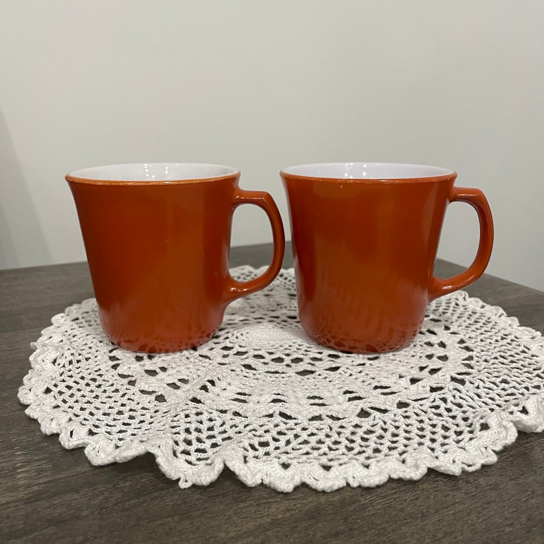 Vintage Corning Burnt Orange Mug Pair - Etsy