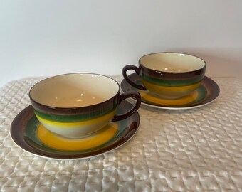 Mojave California coffee mugs and saucers pair