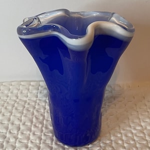 Cobalt blue hand blown vase