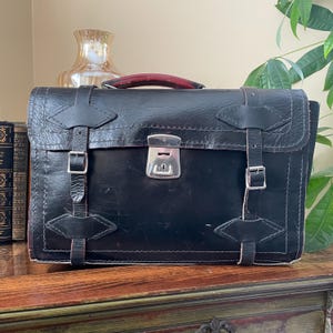 Porte-documents vintage en cuir noir Ontario Hydro