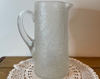 Overshot glass water pitcher 8”