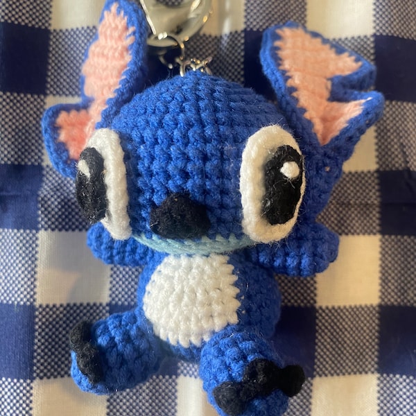 Amigurumi Alien Dog Keychain, Crochet Animal Keychain