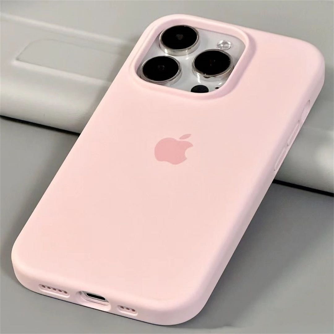 Light Pink iPhone Case, Solid Color Simple iPhone Case With Logo, Soft