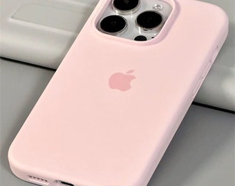 Coque pour iPhone rose clair, coque pour iPhone simple avec logo, couleur de coque souple - Pour iPhone 15 14 13 12 11 X Pro Max