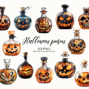 Halloween poison Clipart, Halloween poison PNG, Watercolor poison Clipart, Cartoon poison Clipart, Halloween Clipart, Autumn Clipart