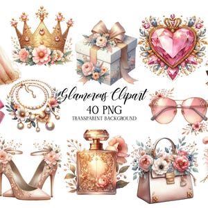 Clipart glamour rosa, PNG matrimonio rosa, Clipart matrimonio floreale, Clipart floreale, Clipart matrimonio, Download digitale