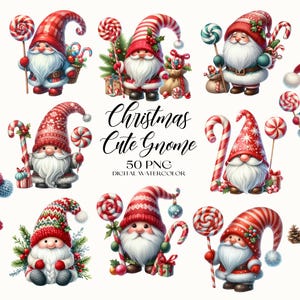 Gnomo navideño en acuarela: Imágenes PNG de vacaciones de invierno (descarga digital)