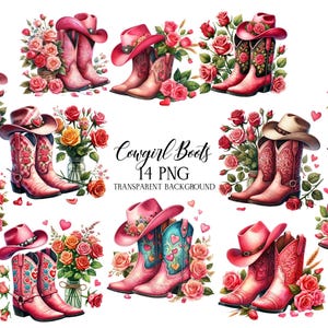 Botas de vaquera rosas, botas románticas PNG, boda PNG, romántico, San Valentín, botas de amor