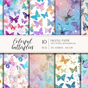 Schmetterlinge Digital Papier, Schmetterling Hintergründe, Junk Journal Kit, Digital Papiere, Sommer Seiten, Collage Sheet, Scrapbook Papier