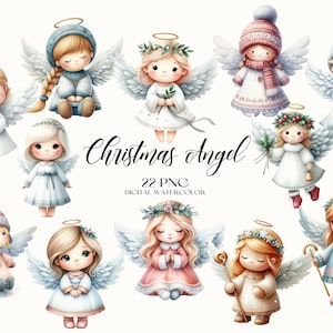 Kerstengel clipart, kerstengel png, cartoon engel clipart, aquarel engel png, kerst clipart, winterdecoratie png