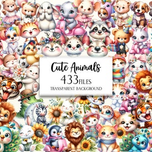 Clipart animaux bébé, mignon petits animaux, 400 animaux de dessin animé PNG, mignon petit lapin PNG, Clipart animaux, téléchargement numérique