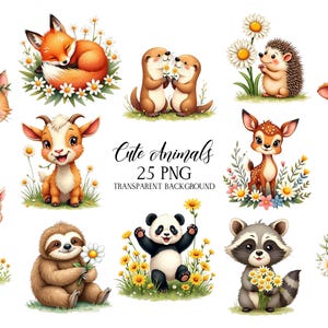 Imágenes prediseñadas de animales lindos, imágenes prediseñadas de animales pequeños, imágenes prediseñadas de flores de margaritas, imágenes prediseñadas de dibujos animados de acuarela, imágenes prediseñadas de animales bebés, imágenes prediseñadas de animales