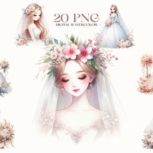 Hermosa novia tierna PNG, clipart de mujer novia, clipart de novia de boda, clipart de novia chica PNG, clipart de boda