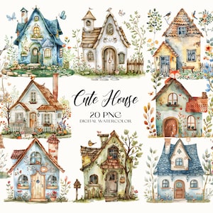 Imágenes prediseñadas de la casa linda, casita feliz PNG, imágenes prediseñadas de la casa de dibujos animados de acuarela, imágenes prediseñadas de la casa de los animales, PNG de la casa divertida, imágenes prediseñadas de los niños PNG