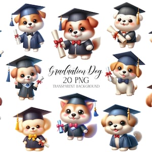 Cute Graduation Dog Clipart, Graduation Animals PNG, Watercolor Cartoon Clipart, Graduation Clipart, Animals Clipart