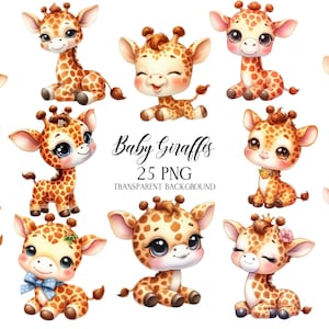 Imágenes prediseñadas de jirafas lindas, jirafa bebé PNG, ilustraciones de animales PNG, imágenes prediseñadas de dibujos animados de acuarela, imágenes prediseñadas de animales divertidos, imágenes prediseñadas de cumpleaños