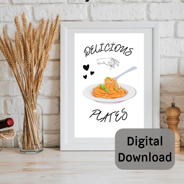 Pasta Print 2024, Digital Wall Art, Kitchen Or Living Room Print, Digital Prints 2024