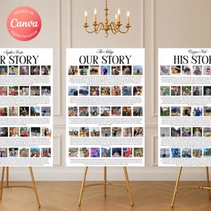 Elegantes Wedding Story Poster Bundle - 3 Canva Templates (Unsere, Seine, Sie) | 24x36 Digitale Love Story Schilder | Hochzeit Dekor