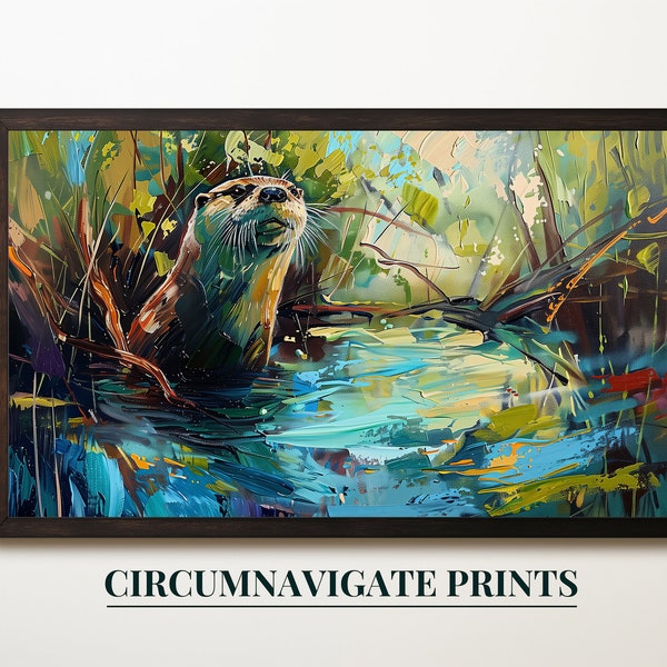 Colorful Otter Digital Print, Abstract Wildlife Artwork, River Animal Illustration, Vibrant Nature Decor, Printable Art
