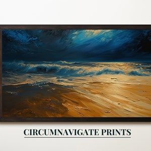 Abstract Ocean Waves Wall Art, Digital Coastal Sunset Print, Modern Beach Artwork, Sea Landscape Art, Ocean Sunset Decor
