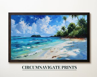 Tropical Beach Digital Download, Ocean Landscape Printable Wall Art, Coastal Decor, Summer Seaside Print for Home