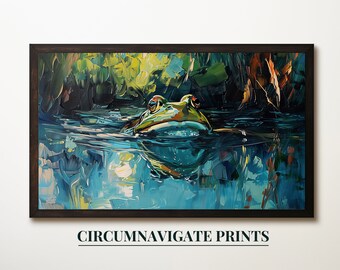 Vibrant Frog Art Print, Nature Wall Decor, Digital Download, Unique Wildlife Artwork, Animal Print, Home Decor Gift Idea