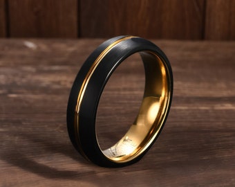 Black Tungsten wedding band for men ,Minimalist black ring for boyfriend ,engagement ring jewelry for him