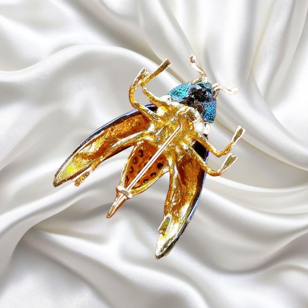 Real Beetle Wing Brooch: 18K Gold-plated Insect Pin With Rhinestones - Etsy