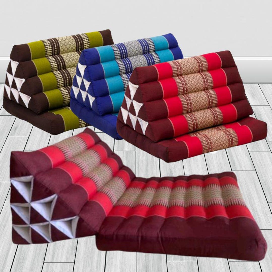 Handmade Thai Triangle Pillow: Kapok Floor Cushion, Khit Design - Etsy ...