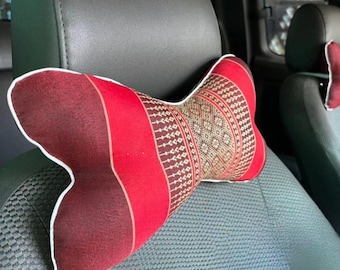 Thai Kapok Car Headrest Pillow Set: Bone-Shaped Neck Support