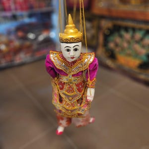 Collectible Burma Puppets Myanmar Wood Stick Puppet Prince Yoke Thé Traditional Burmese Marionette Thailand Souvenir Ornament